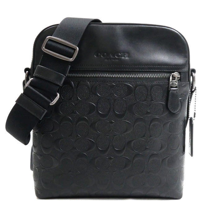 COACH コーチ ヒューストン フライト シグネチャー ショルダーバッグ ブラック 4009QBBK メンズ【中古】