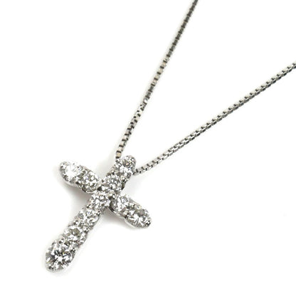 Pt850プラチナ クロス ネックレス ダイヤモンド0.52ct 3.4g 40cm レディース【中古】