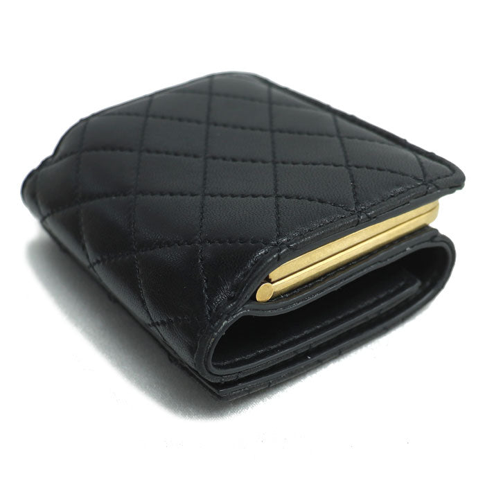 SAINT LAURENT サンローラン ギャビー コンパクトウォレット 三つ折り財布 ブラック 734494 レディース【中古】