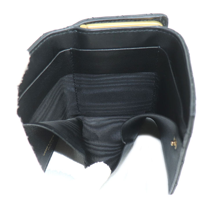 SAINT LAURENT サンローラン ギャビー コンパクトウォレット 三つ折り財布 ブラック 734494 レディース【中古】