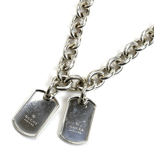 GUCCI グッチ シルバー925 ダブルドッグタグ チョーカー 153166 57.1g 41cm ユニセックス【中古】