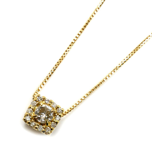 K18YG イエローゴールド ネックレス ダイヤモンド0.20ct 1.7g ~45cm フリーチェーン レディース【中古】