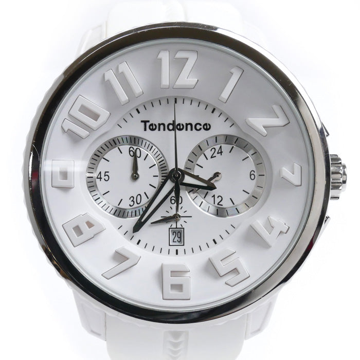 Tendence テンデンス ガリバー ラウンド クロノグラフ  腕時計 電池式 ホワイト TG036013 メンズ【中古】