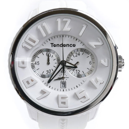 Tendence テンデンス ガリバー ラウンド クロノグラフ  腕時計 電池式 ホワイト TG036013 メンズ【中古】