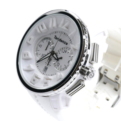 Tendence テンデンス ガリバー ラウンド クロノグラフ  腕時計 電池式 ホワイト TG036013 メンズ【中古】