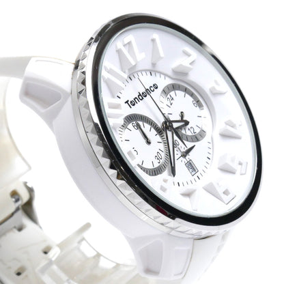 Tendence テンデンス ガリバー ラウンド クロノグラフ  腕時計 電池式 ホワイト TG036013 メンズ【中古】