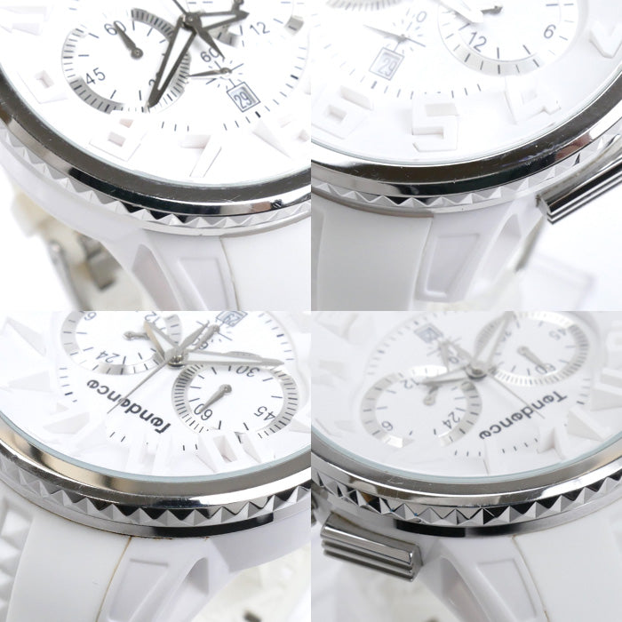 Tendence テンデンス ガリバー ラウンド クロノグラフ  腕時計 電池式 ホワイト TG036013 メンズ【中古】