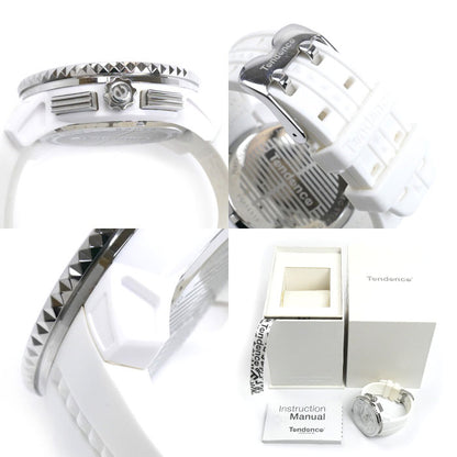 Tendence テンデンス ガリバー ラウンド クロノグラフ  腕時計 電池式 ホワイト TG036013 メンズ【中古】