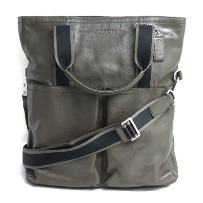 COACH コーチ ヘリテージ ウェブレザーフォルドオーバー 2Wayトート  2Wayショルダーバッグ ブラウン系 F70558 メンズ【中古】