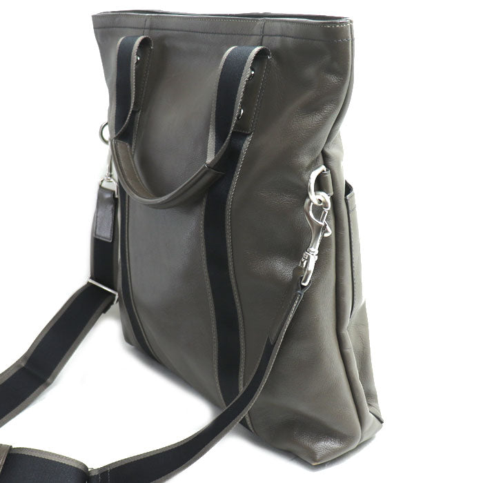 COACH コーチ ヘリテージ ウェブレザーフォルドオーバー 2Wayトート  2Wayショルダーバッグ ブラウン系 F70558 メンズ【中古】