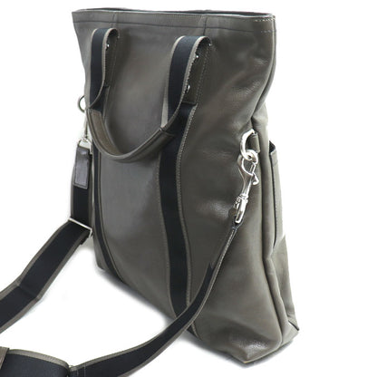 COACH コーチ ヘリテージ ウェブレザーフォルドオーバー 2Wayトート  2Wayショルダーバッグ ブラウン系 F70558 メンズ【中古】