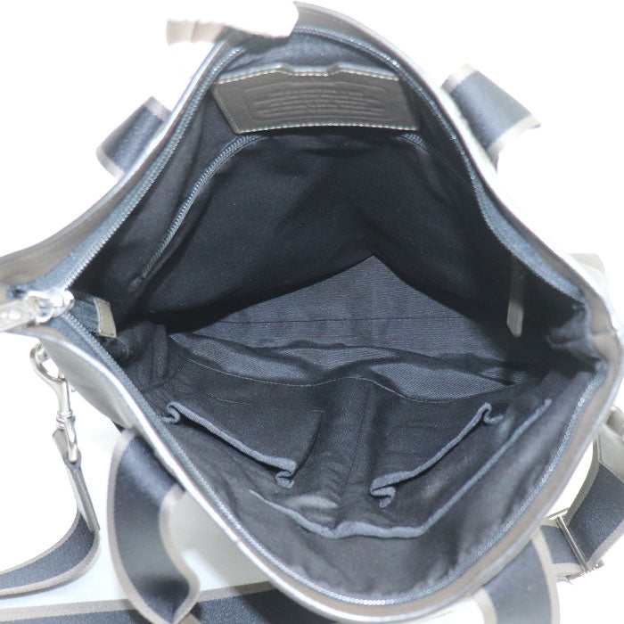 COACH コーチ ヘリテージ ウェブレザーフォルドオーバー 2Wayトート  2Wayショルダーバッグ ブラウン系 F70558 メンズ【中古】