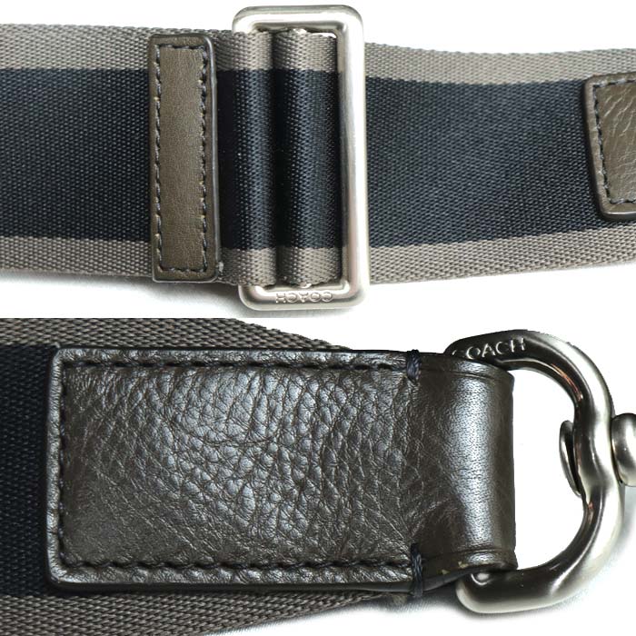 COACH コーチ ヘリテージ ウェブレザーフォルドオーバー 2Wayトート  2Wayショルダーバッグ ブラウン系 F70558 メンズ【中古】