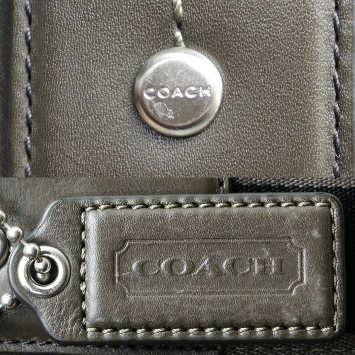 COACH コーチ ヘリテージ ウェブレザーフォルドオーバー 2Wayトート  2Wayショルダーバッグ ブラウン系 F70558 メンズ【中古】