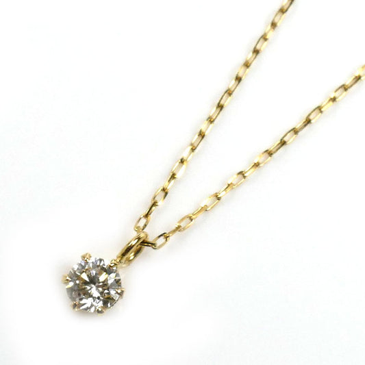K18YG イエローゴールド 一粒 ネックレス ダイヤモンド0.10ct 0.6g 40cm レディース【中古】【美品】