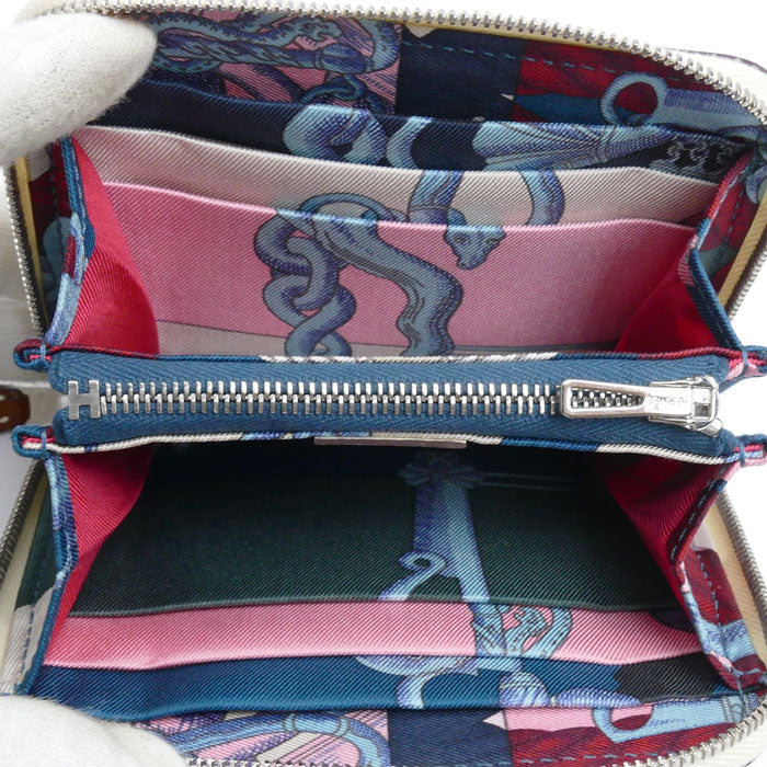HERMES エルメス アザップコンパクト シルクイン 二つ折り財布 クレ×コルヴェール Z刻印（2021）コインケース レディース【中古】【美品】