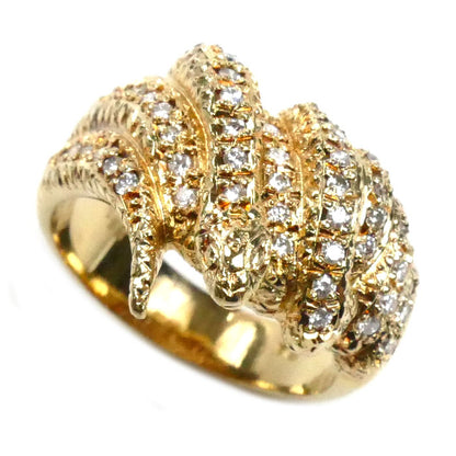 K18YG イエローゴールド ヘビ リング・指輪 ダイヤモンド0.58ct 20号 13.3g メンズ【中古】