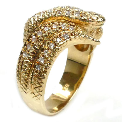 K18YG イエローゴールド ヘビ リング・指輪 ダイヤモンド0.58ct 20号 13.3g メンズ【中古】