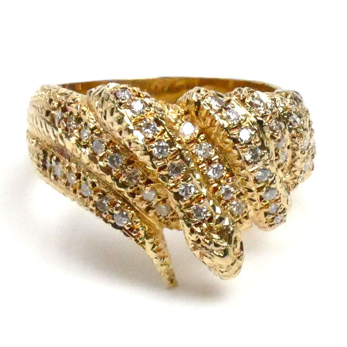 K18YG イエローゴールド ヘビ リング・指輪 ダイヤモンド0.58ct 20号 13.3g メンズ【中古】