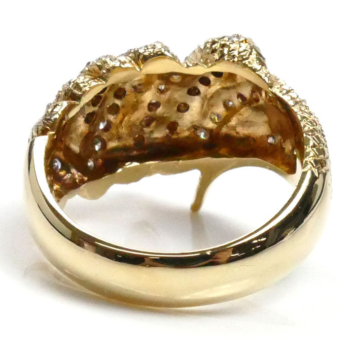 K18YG イエローゴールド ヘビ リング・指輪 ダイヤモンド0.58ct 20号 13.3g メンズ【中古】