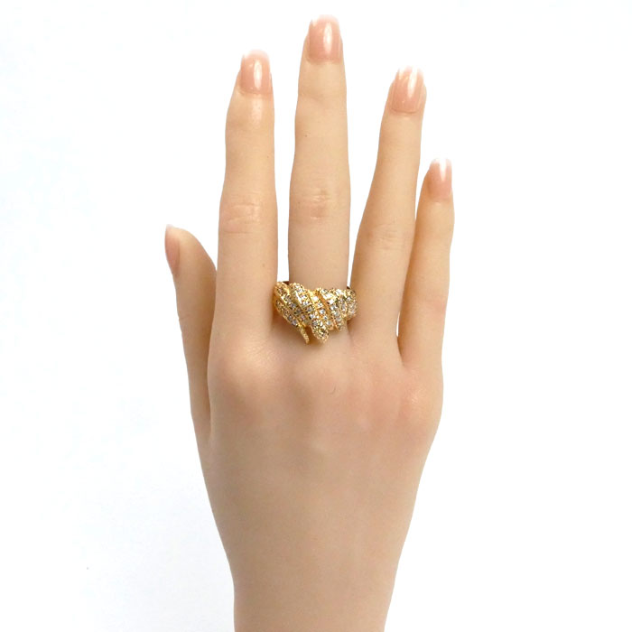 K18YG イエローゴールド ヘビ リング・指輪 ダイヤモンド0.58ct 20号 13.3g メンズ【中古】