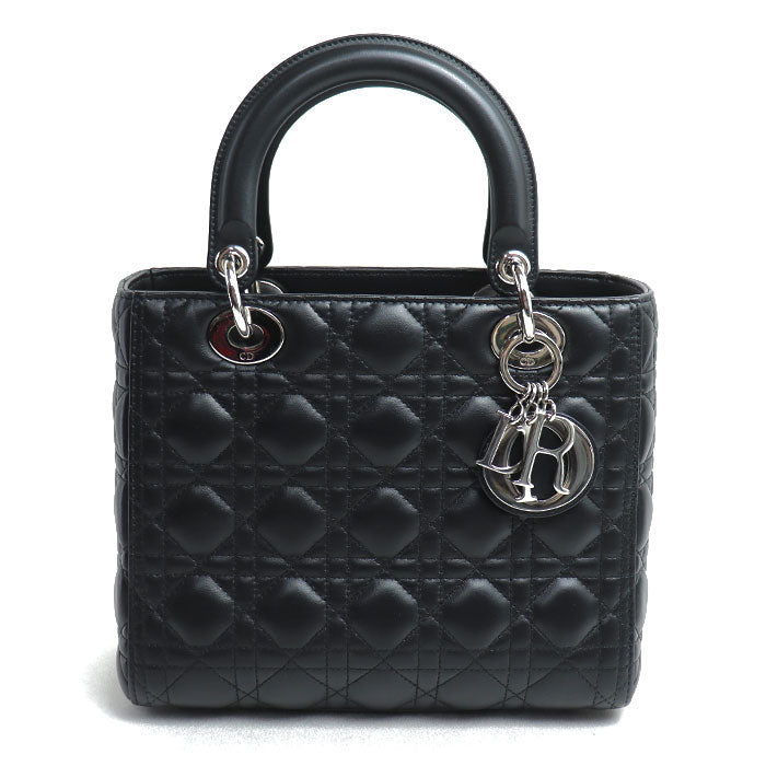 Christian Dior クリスチャンディオール レディディオール カナージュ ミディアム ハンドバッグ ブラック M0565PNGE_M900 レディース【中古】