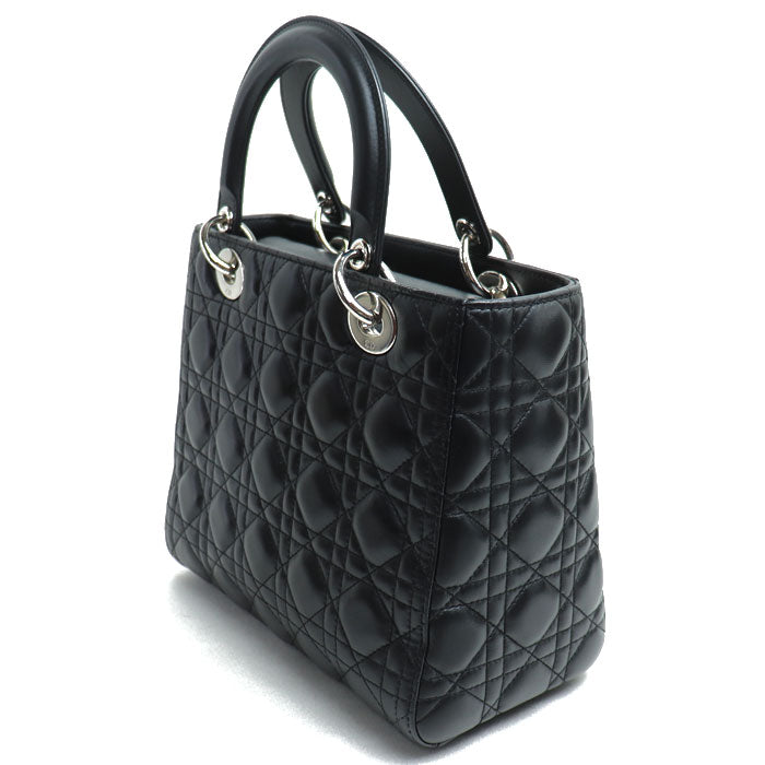 Christian Dior クリスチャンディオール レディディオール カナージュ ミディアム ハンドバッグ ブラック M0565PNGE_M900 レディース【中古】