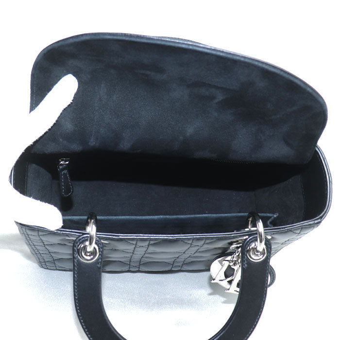 Christian Dior クリスチャンディオール レディディオール カナージュ ミディアム ハンドバッグ ブラック M0565PNGE_M900 レディース【中古】