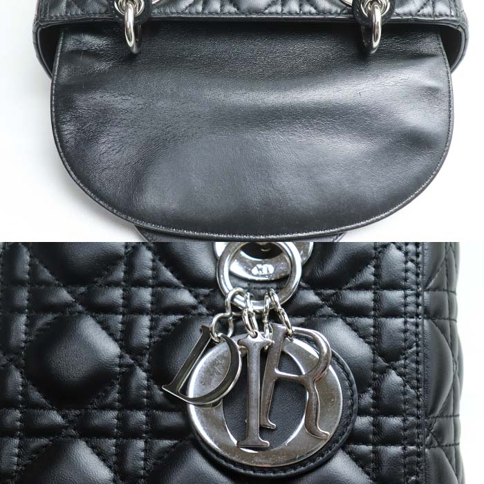 Christian Dior クリスチャンディオール レディディオール カナージュ ミディアム ハンドバッグ ブラック M0565PNGE_M900 レディース【中古】