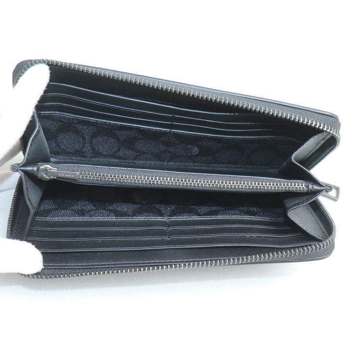 COACH コーチ アコーディオンウォレット 長財布 ラウンドファスナー ブラック CJ884 メンズ【中古】