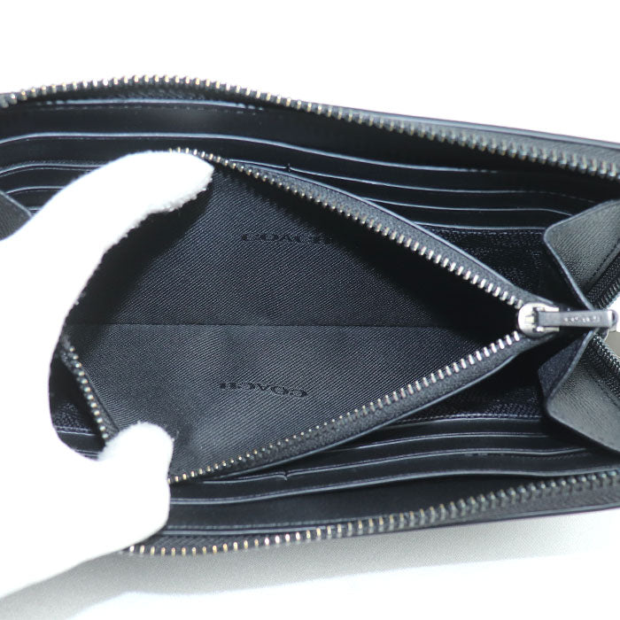 COACH コーチ アコーディオンウォレット 長財布 ラウンドファスナー ブラック CJ884 メンズ【中古】