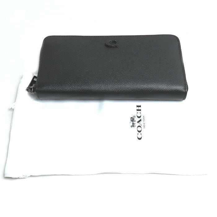 COACH コーチ アコーディオンウォレット 長財布 ラウンドファスナー ブラック CJ884 メンズ【中古】