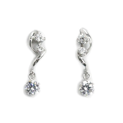 4℃ ヨンドシー K10WG ホワイトゴールド ピアス キュービックジルコニア 0.6g レディース【中古】