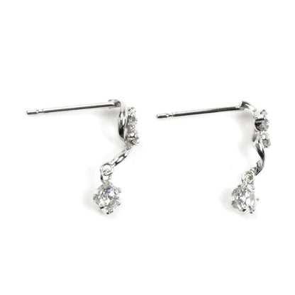 4℃ ヨンドシー K10WG ホワイトゴールド ピアス キュービックジルコニア 0.6g レディース【中古】