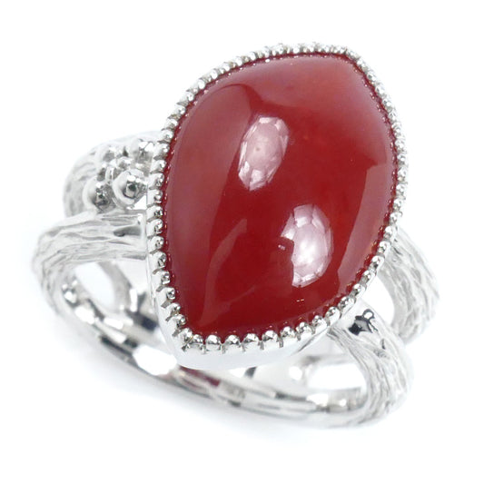 Arata Nezu K18WG ホワイトゴールド コーラル リング・指輪 サンゴ ダイヤモンド0.01ct 12号 10.5g レディース【中古】