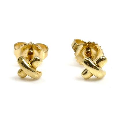 TIFFANY&Co. ティファニー K18YG イエローゴールド クロスステッチ ピアス 1.3g レディース【中古】