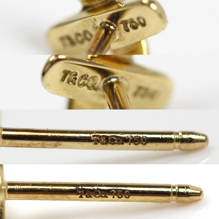 TIFFANY&Co. ティファニー K18YG イエローゴールド クロスステッチ ピアス 1.3g レディース【中古】