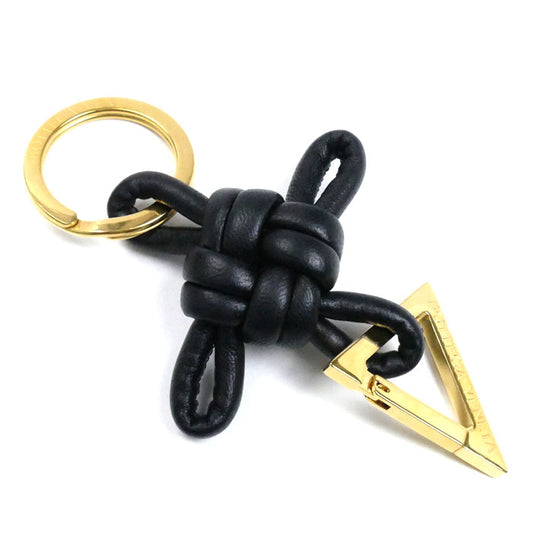 BOTTEGAVENETA ボッテガヴェネタ トライアングル カラビナ キーリング ブラック 619100V00508425 メンズ レディース ユニセックス【中古】