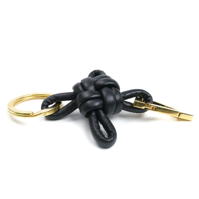 BOTTEGAVENETA ボッテガヴェネタ トライアングル カラビナ キーリング ブラック 619100V00508425 メンズ レディース ユニセックス【中古】