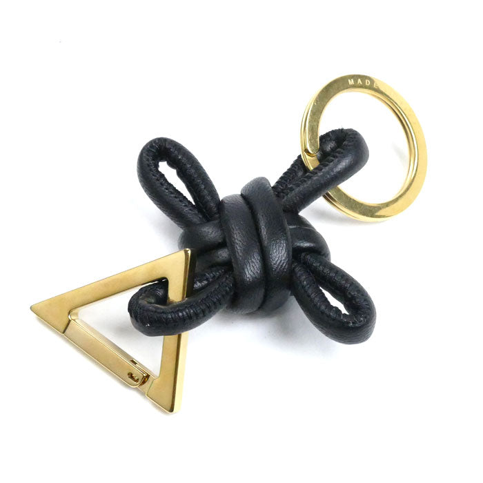 BOTTEGAVENETA ボッテガヴェネタ トライアングル カラビナ キーリング ブラック 619100V00508425 メンズ レディース ユニセックス【中古】