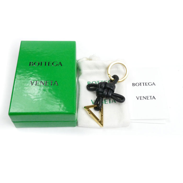 BOTTEGAVENETA ボッテガヴェネタ トライアングル カラビナ キーリング ブラック 619100V00508425 メンズ レディース ユニセックス【中古】