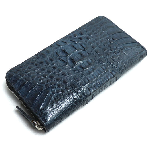 GODANE 背ワニ 長財布 ラウンドファスナー ネイビー メンズ【中古】