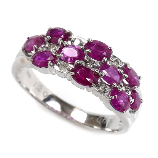 K18WG ホワイトゴールド リング・指輪 ルビー1.20ct ダイヤモンド0.07ct 12号 3.2g レディース【中古】