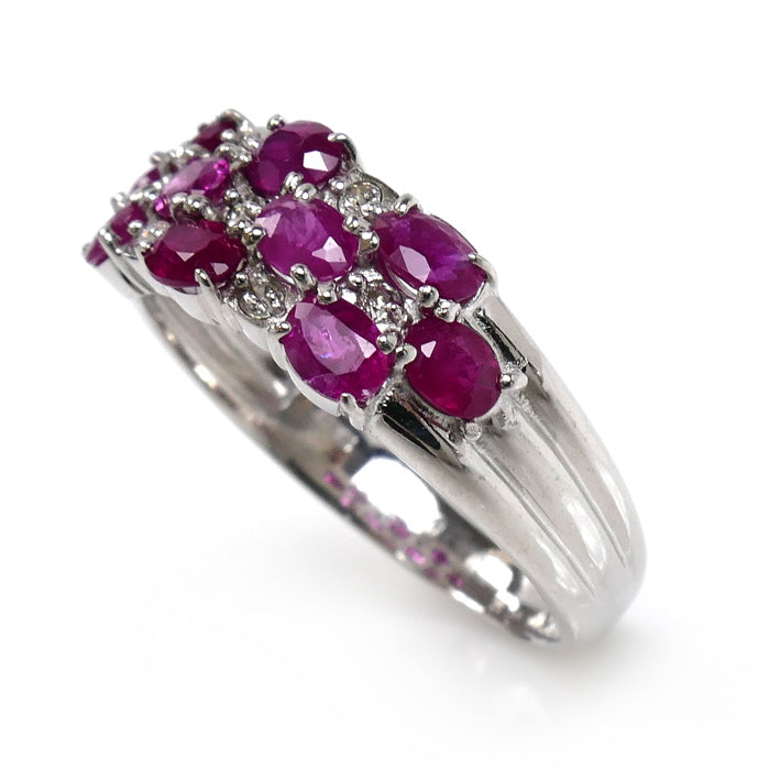 K18WG ホワイトゴールド リング・指輪 ルビー1.20ct ダイヤモンド0.07ct 12号 3.2g レディース【中古】