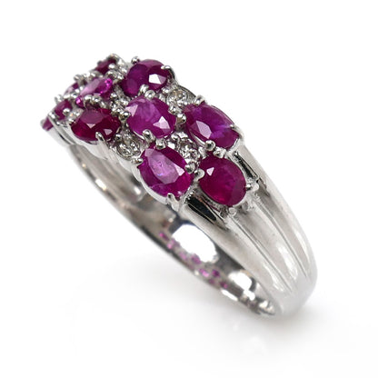 K18WG ホワイトゴールド リング・指輪 ルビー1.20ct ダイヤモンド0.07ct 12号 3.2g レディース【中古】