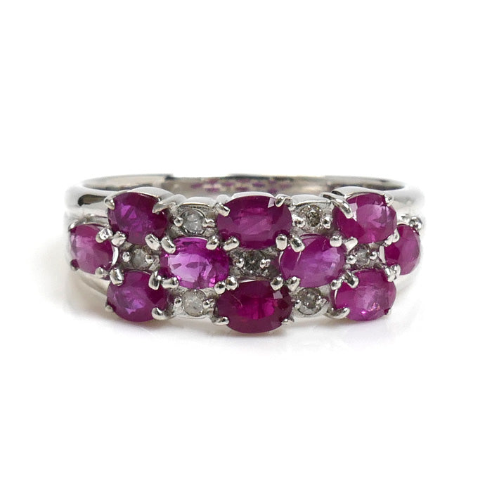 K18WG ホワイトゴールド リング・指輪 ルビー1.20ct ダイヤモンド0.07ct 12号 3.2g レディース【中古】