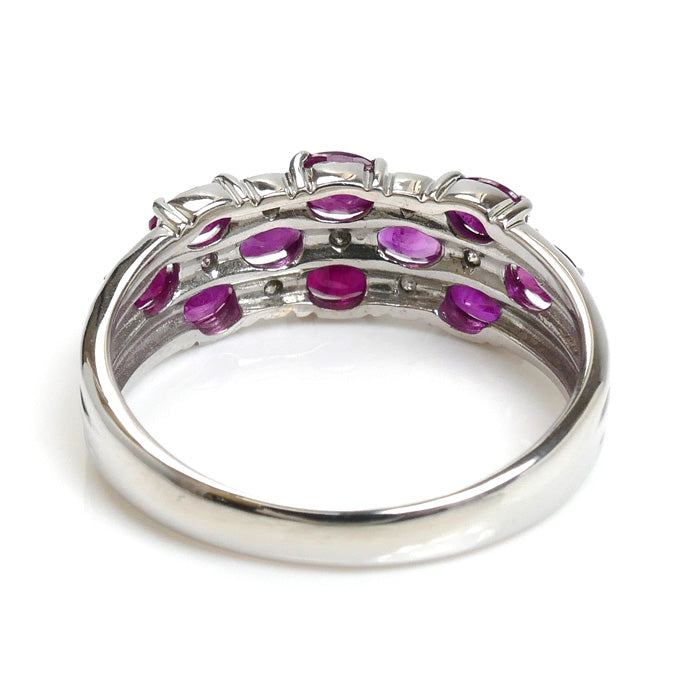 K18WG ホワイトゴールド リング・指輪 ルビー1.20ct ダイヤモンド0.07ct 12号 3.2g レディース【中古】