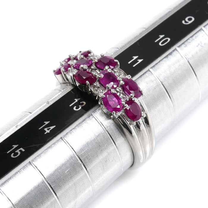 K18WG ホワイトゴールド リング・指輪 ルビー1.20ct ダイヤモンド0.07ct 12号 3.2g レディース【中古】