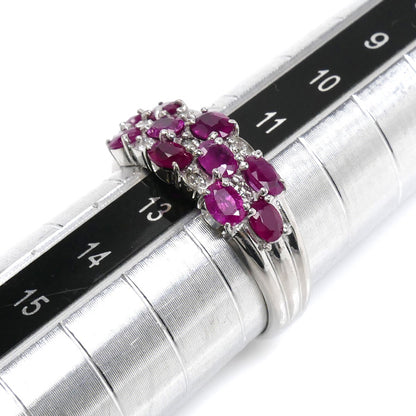 K18WG ホワイトゴールド リング・指輪 ルビー1.20ct ダイヤモンド0.07ct 12号 3.2g レディース【中古】