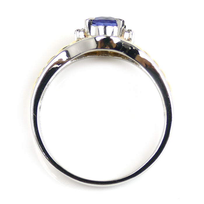 Pt900/K18YG リング・指輪 サファイア1.04ct ダイヤモンド0.07ct 15号 7.7g【中古】